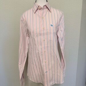 Abercrombie Men's Pink Pin-Striped Shirt